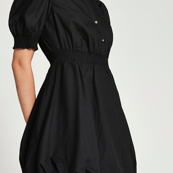 NWT River Island Black Puff Sleeve Mini Shirt Dress Size US 4 (UK 8) - Picture 3 of 10